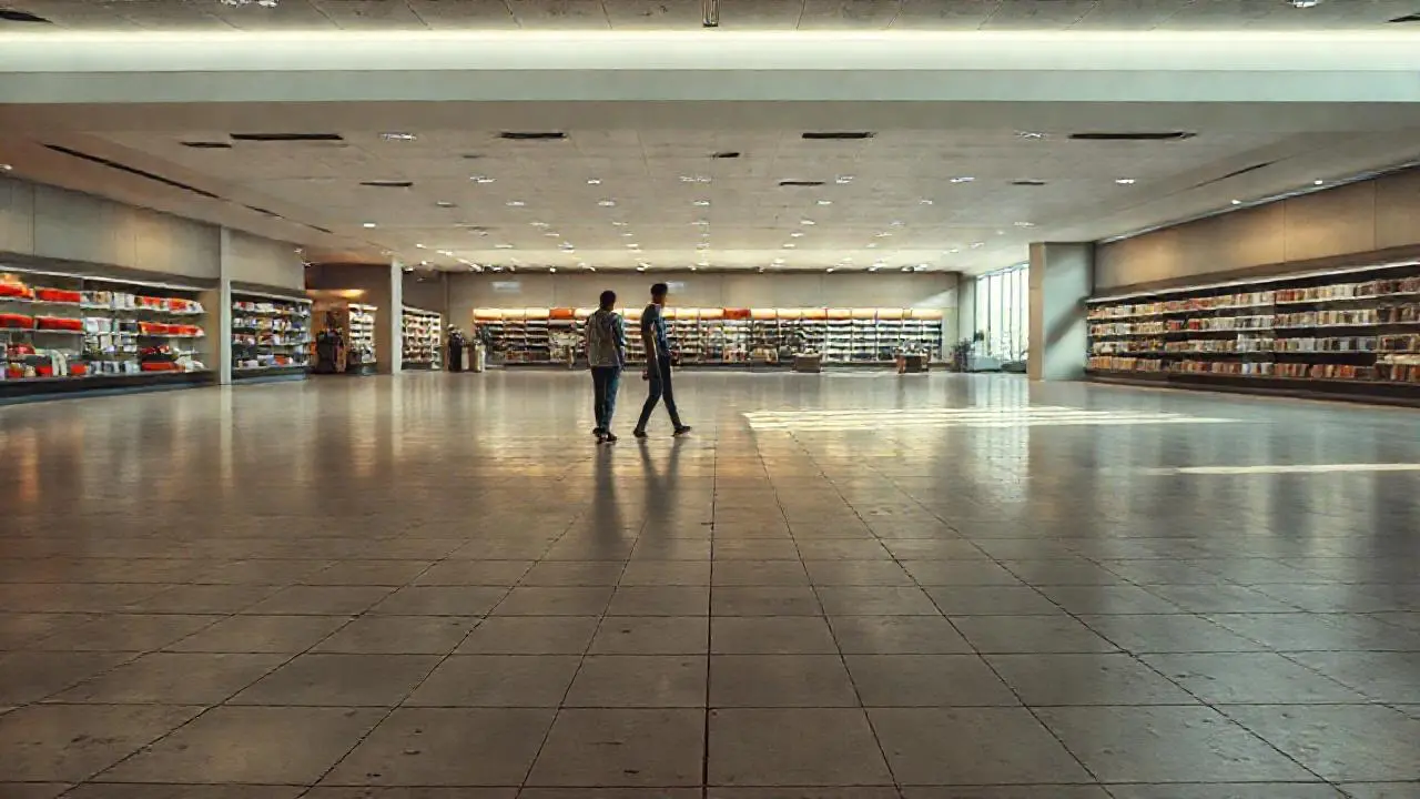 Un espacio comercial tranquilo y realista
