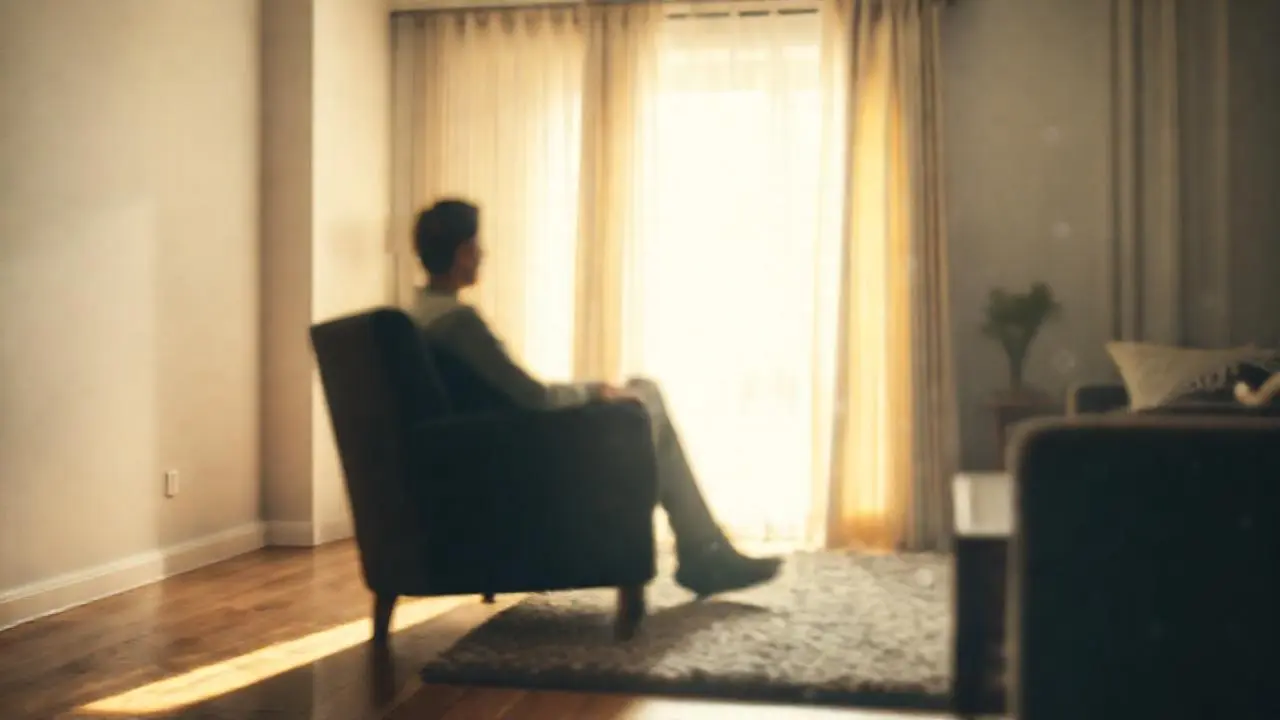 Tranquila escena hogareña, luz natural tenue