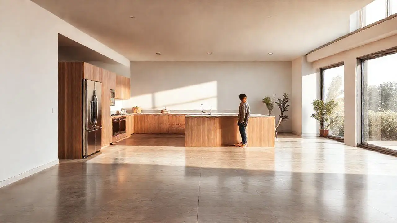 Cocina moderna, luminosa y acogedora