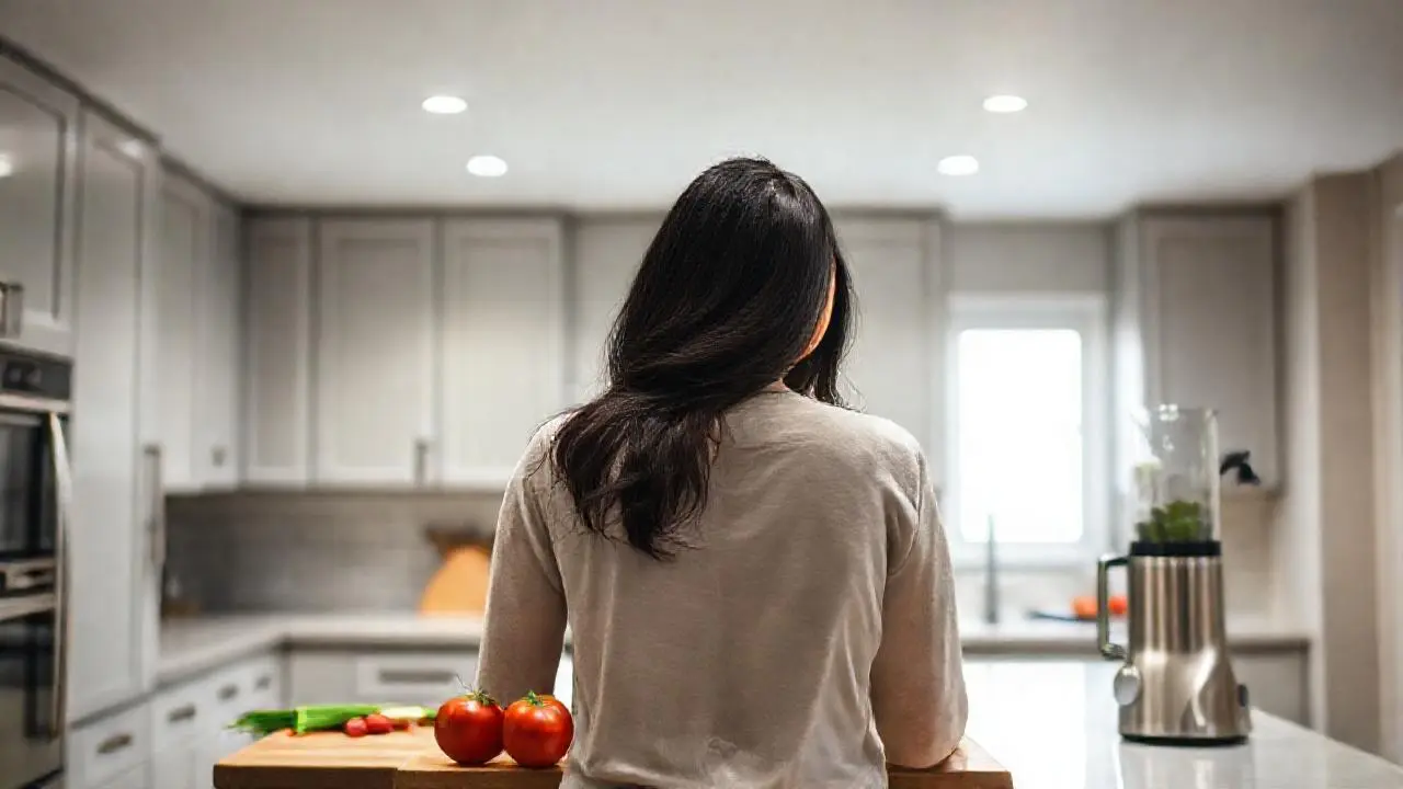 Cocina moderna, luminosa y relajada