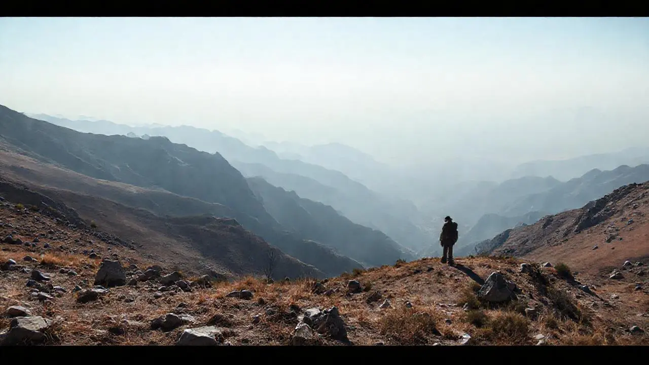 Paisaje montañoso, solitario y sereno