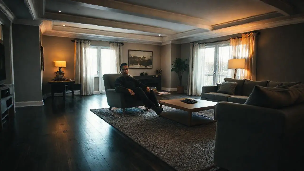 Sala serena, cálida y hogareña