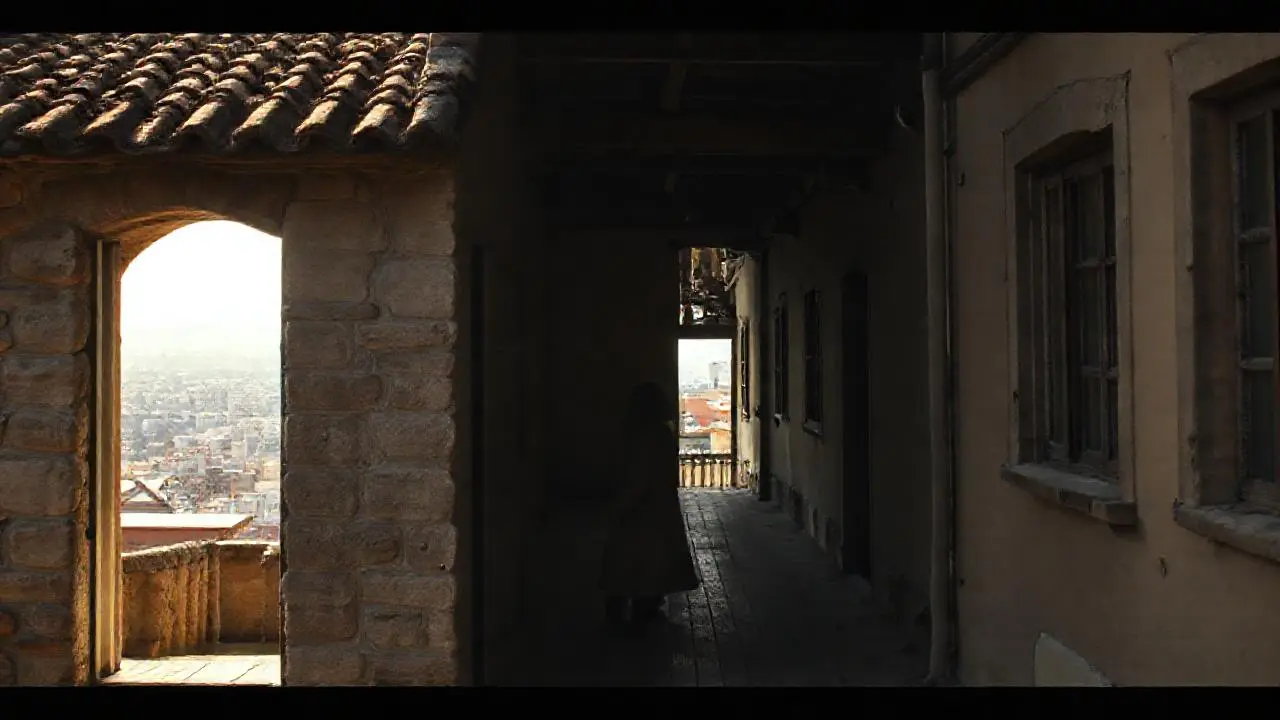 Edificio antiguo, tranquilo y ligeramente descolorido