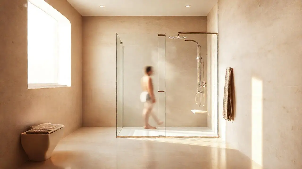 Baño lujoso, espacioso y sereno