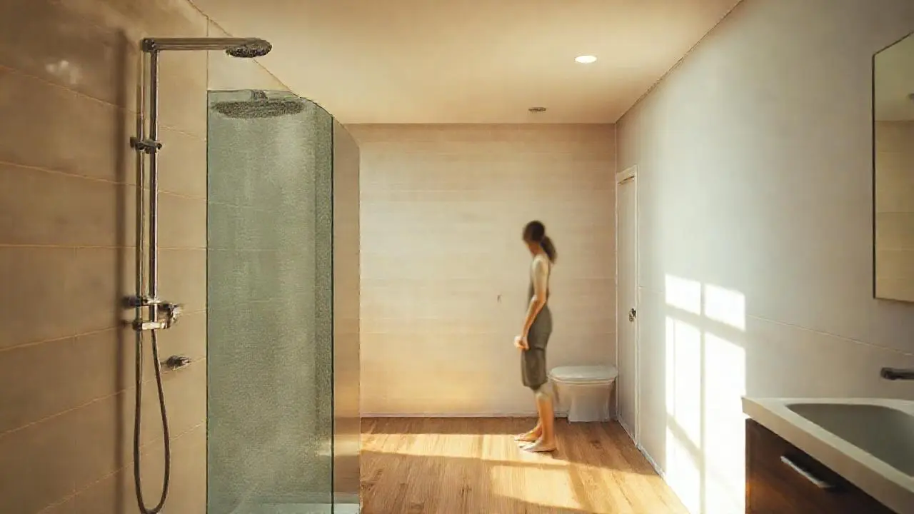 Un baño sereno, elegante y luminoso