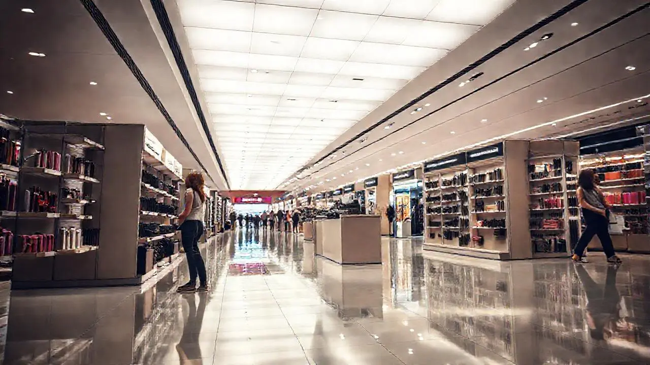 Tienda luminosa, espaciosa y con mujer
