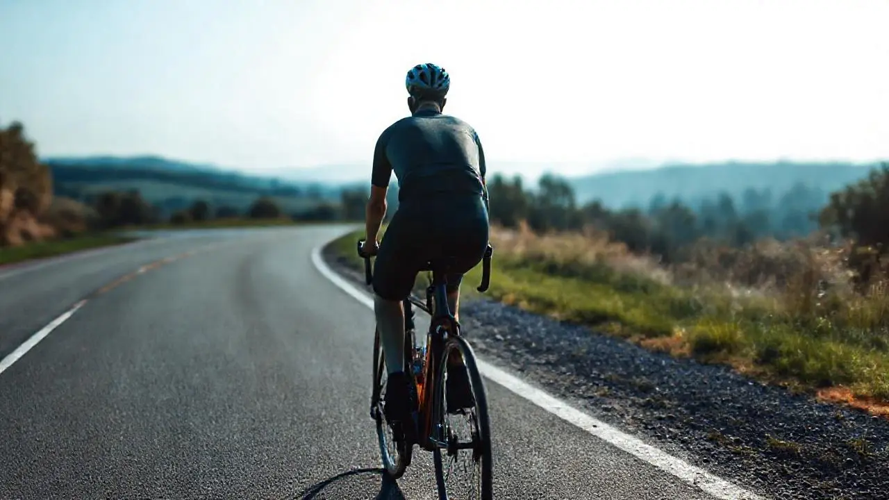 Un ciclista avanza por un camino soleado