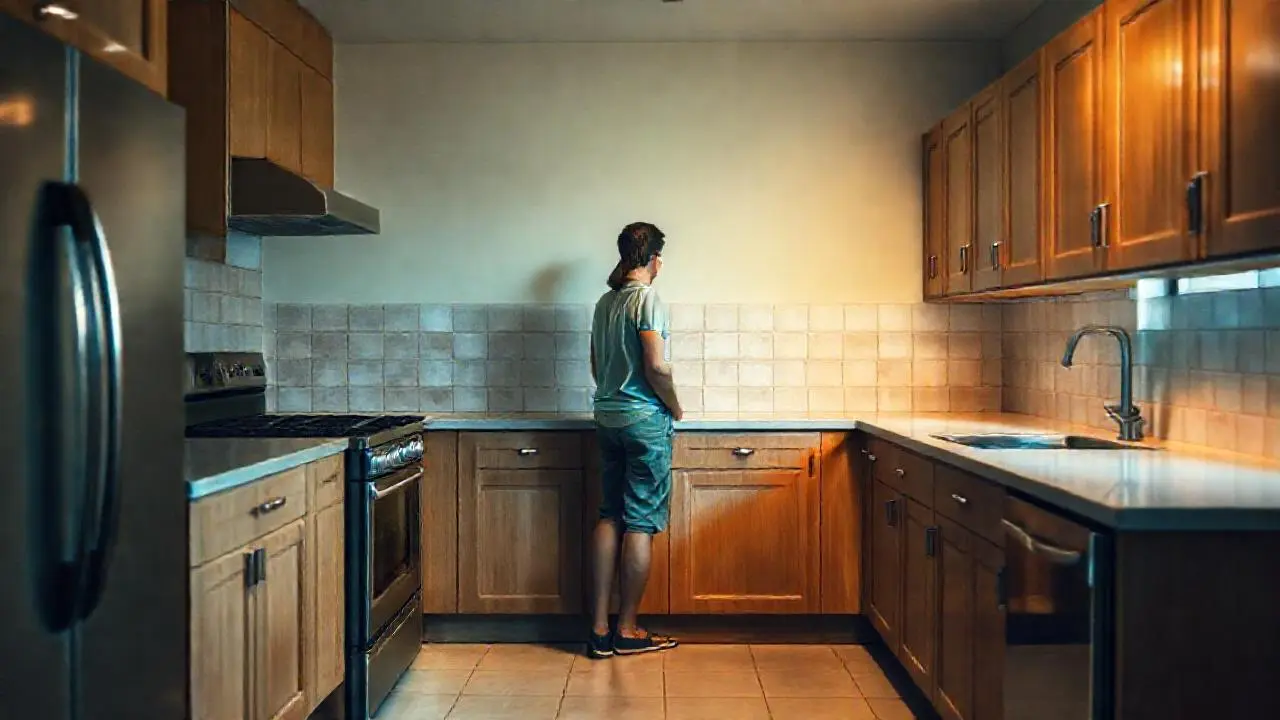 Cocina moderna, cálida y luminosa