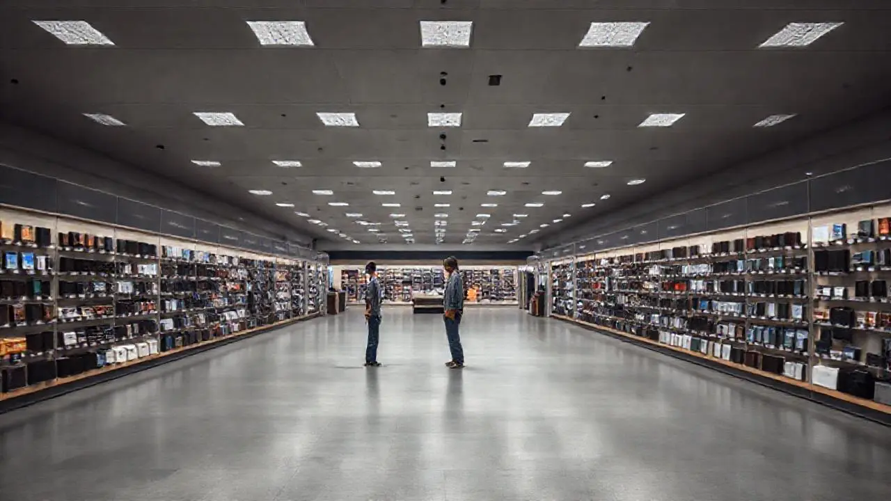 Tienda moderna, tranquila y bien iluminada