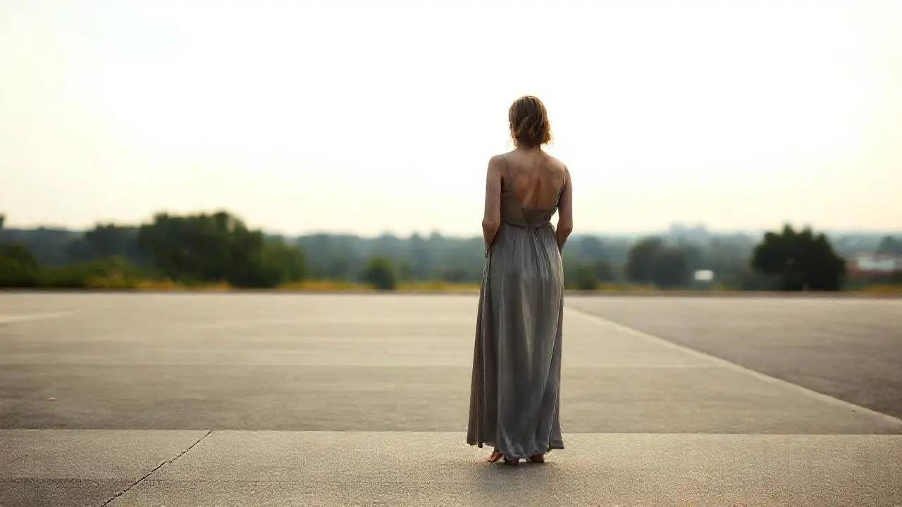 Mujer en un paisaje natural sereno