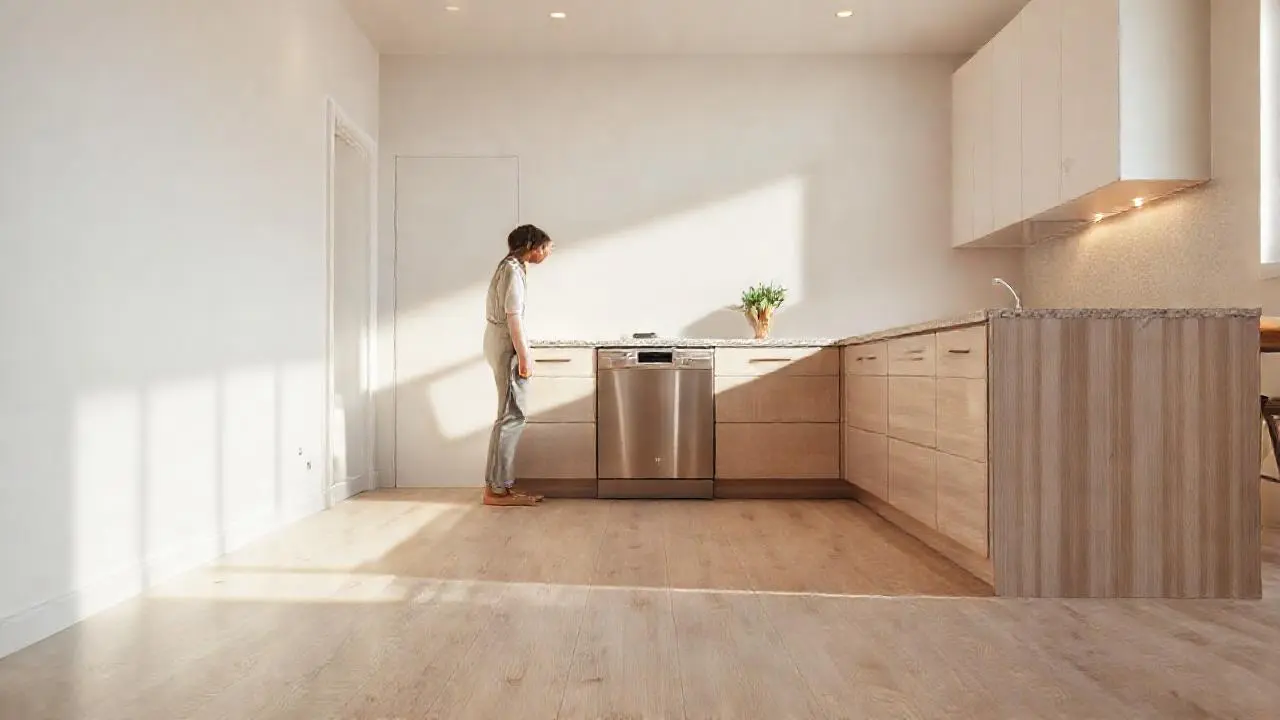 Cocina luminosa, serena y minimalista