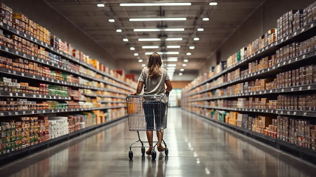 Supermercado amplio, luminoso y ordenado