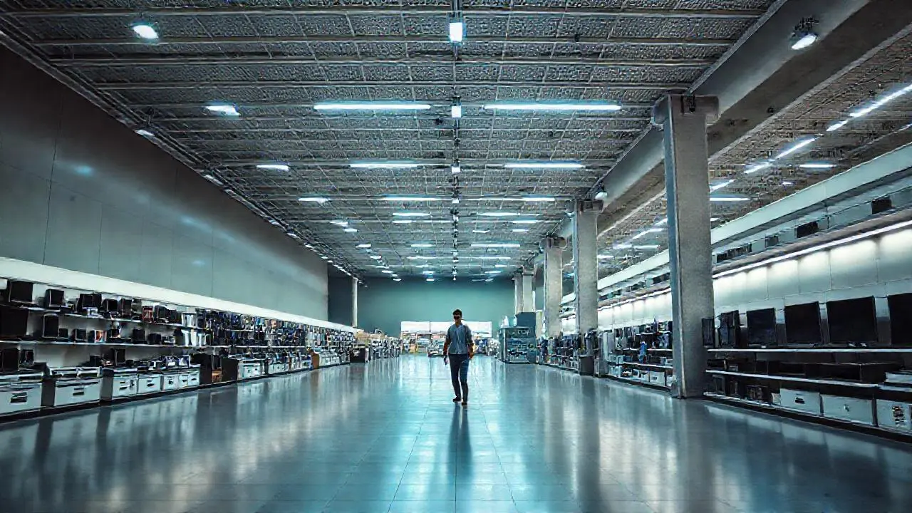 Tienda electrónica amplia, luminosa y tranquila