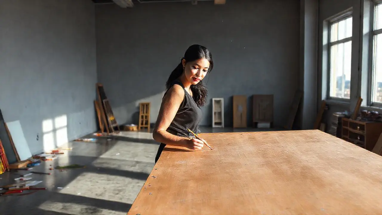 Artista dibuja con calma en estudio