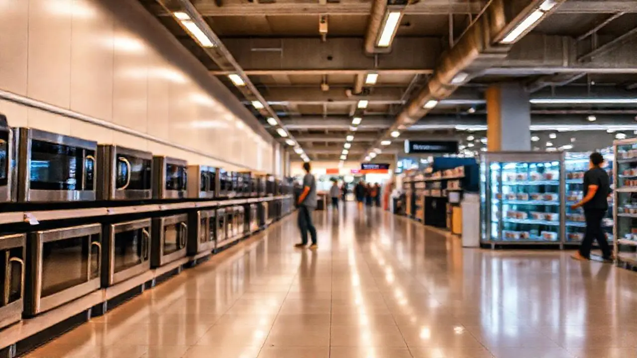 Tienda moderna, amplia y ligeramente difusa