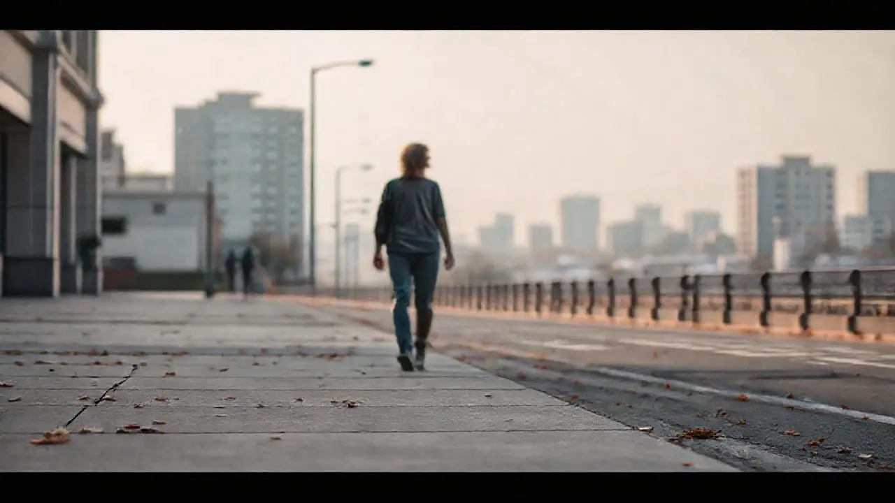 Escena urbana, luz suave y realista
