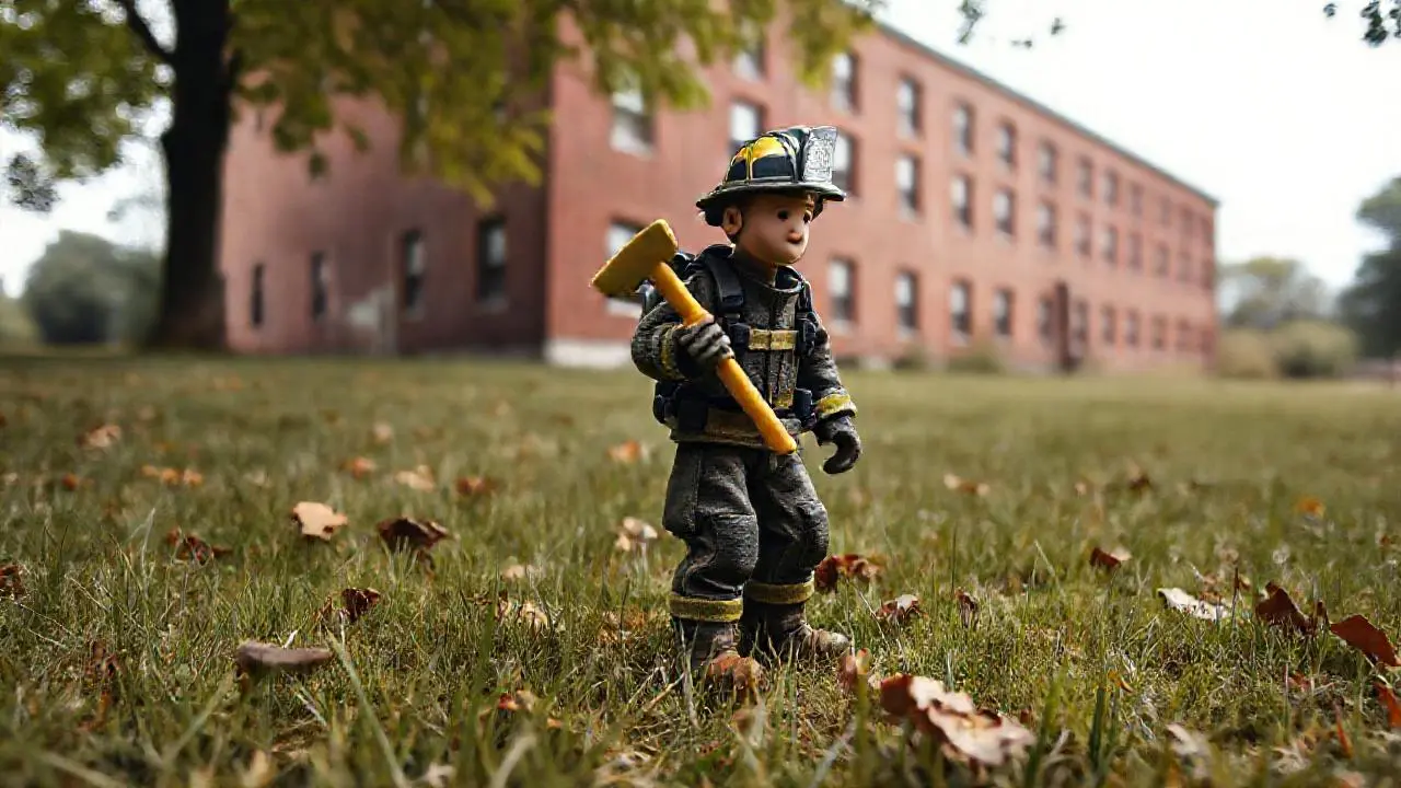 Bombero en campo, ambiente tranquilo y natural