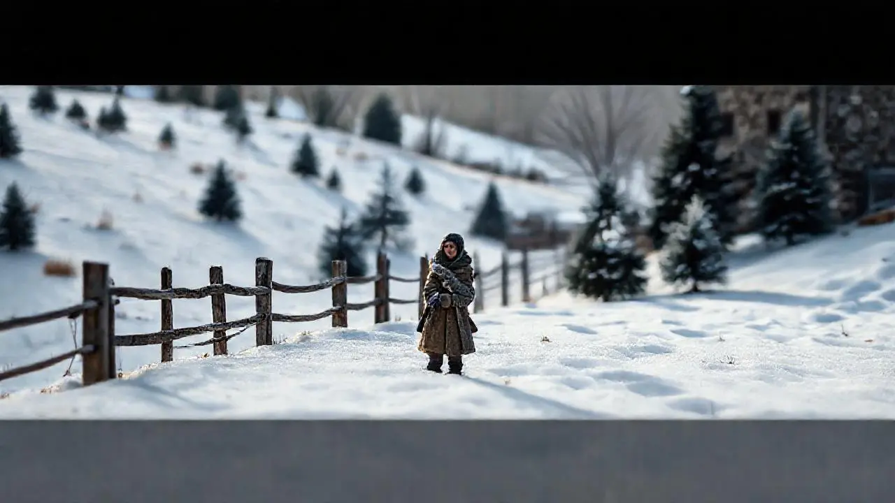 Escena invernal tranquila, delicada y contemplativa