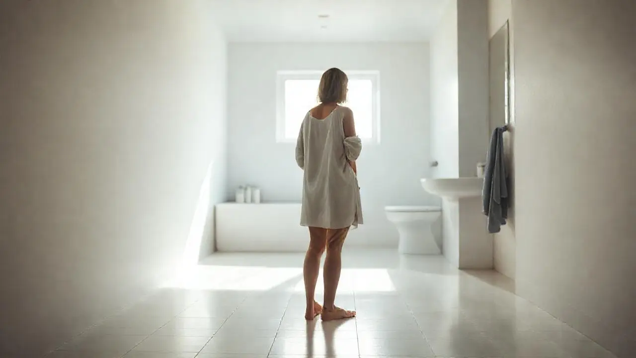 Un baño sereno, luminoso y relajante