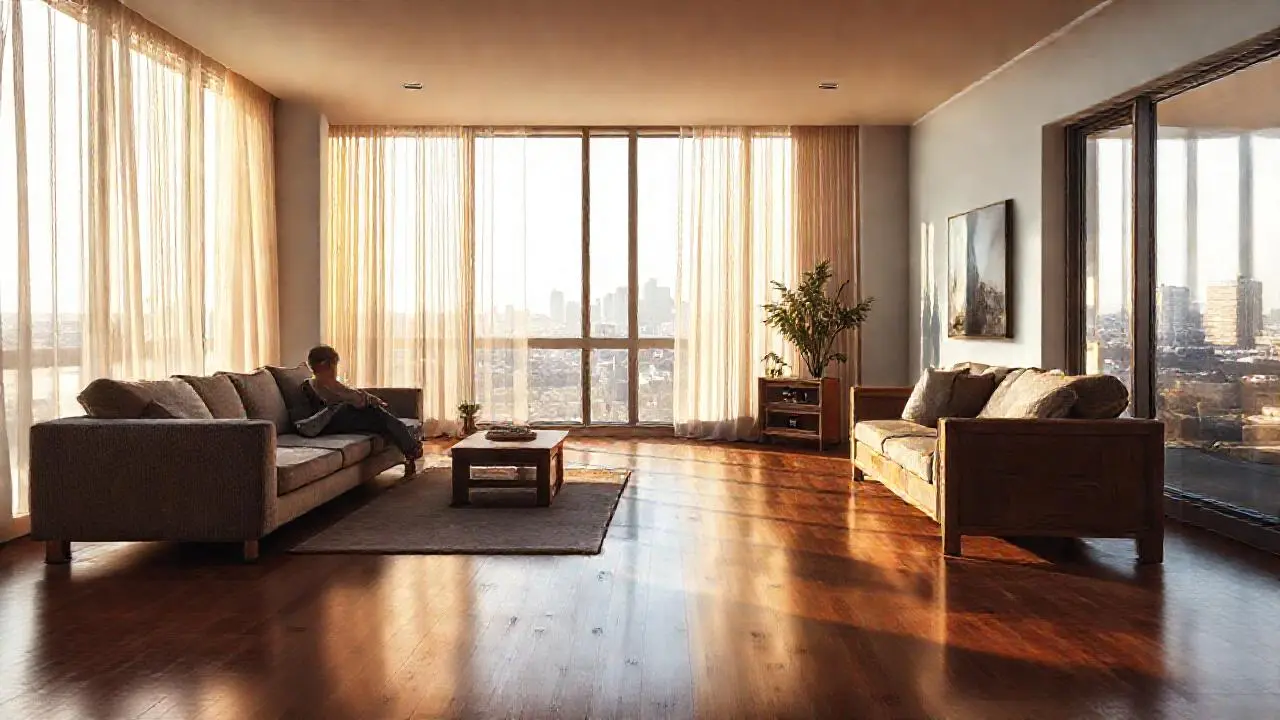 Salón luminoso, acogedor y ligeramente nostálgico