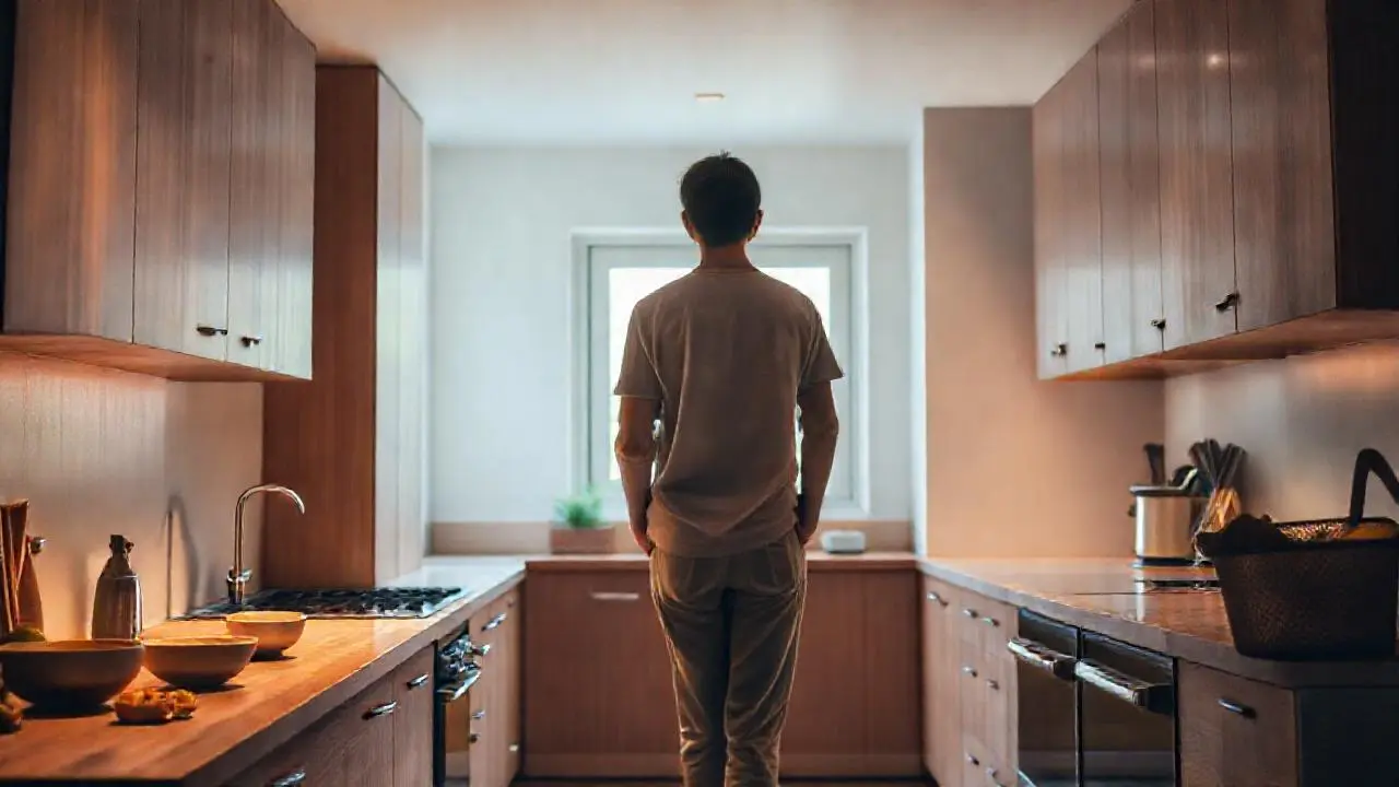Cocina moderna, tranquila y hogareña