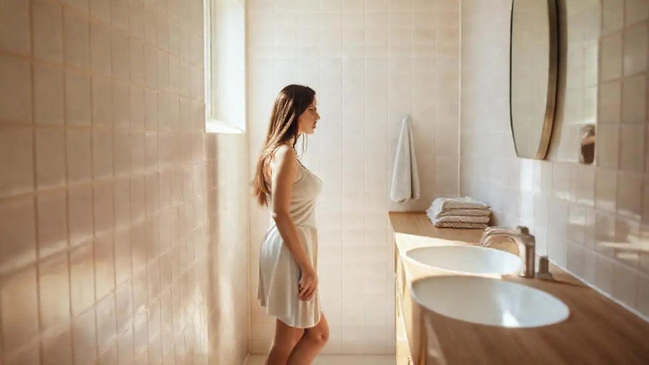Baño sereno, luz suave y colores neutros
