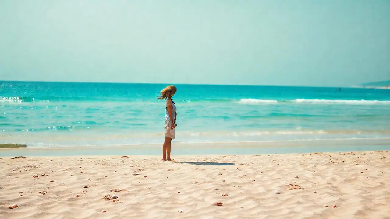 Playa soleada, serena y con brisa