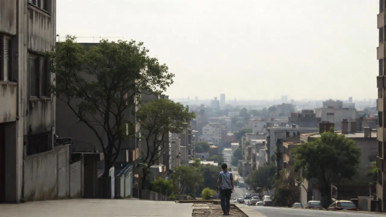 Una calle urbana, tranquila y realista