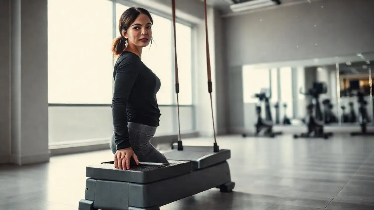 Mujer hace ejercicio en un gimnasio tranquilo