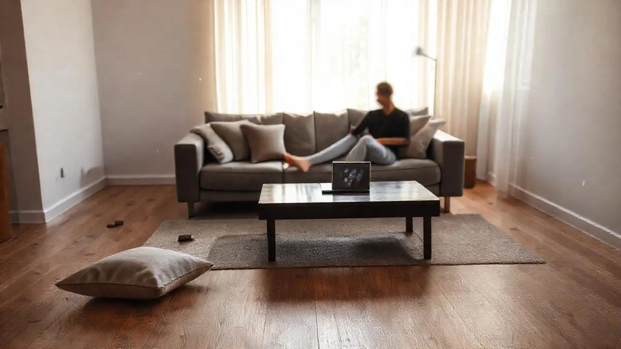 Un salón moderno, sereno y luminoso