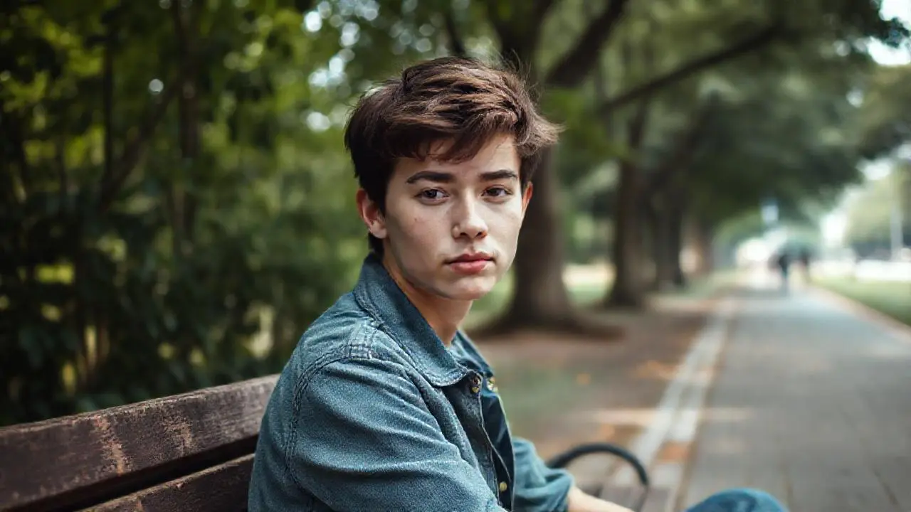 Un retrato tranquilo en un parque urbano