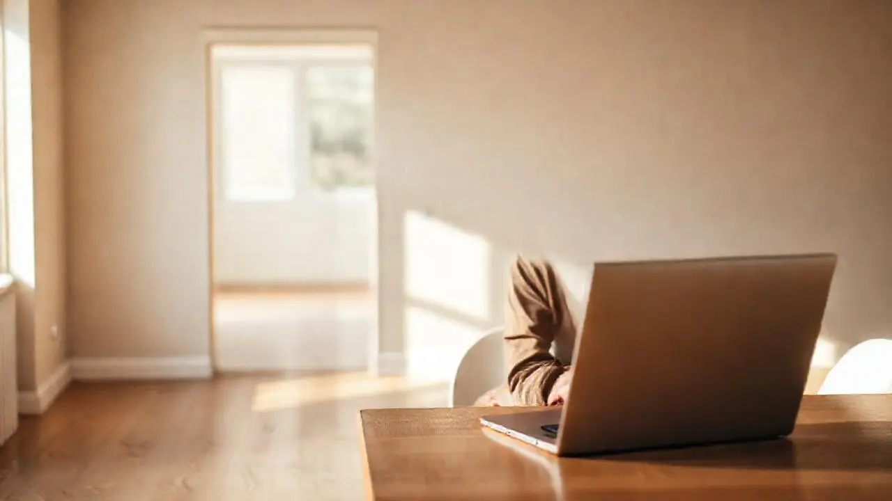 Ambiente tranquilo, mujer trabajando en casa