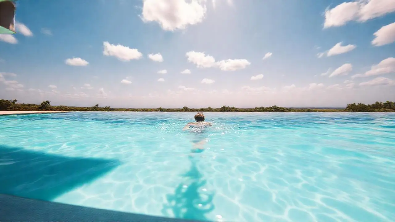 Piscina tranquila, luminosa y profunda