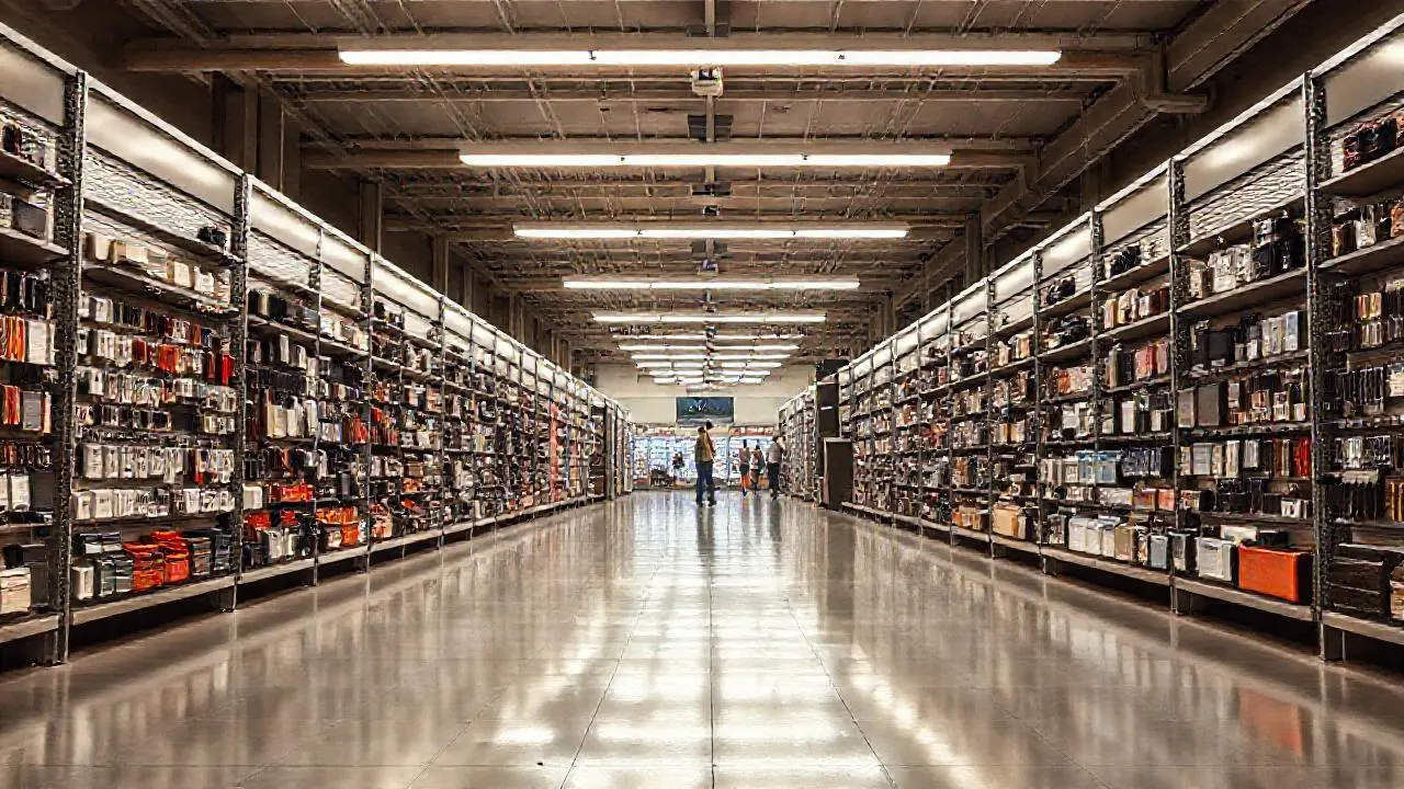 Tienda electrónica amplia, luminosa y moderna