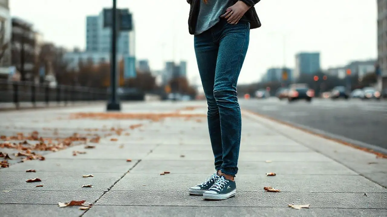 Mujer urbana en un día otoñal suave