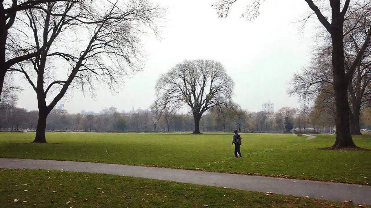 Paseo tranquilo en un parque otoñal